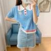 Blue-Thin-Knitted-Short-Sleeve-Top1.webp Blue Thin Knitted Short Sleeve Top