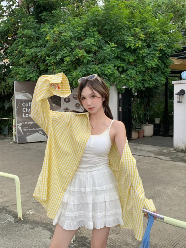 Ginham-Long-Sleeve-Shirt-Yellow-Blue-4.webp Ginham Long Sleeve Shirt Yellow/ Blue