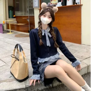 Navy-Pearl-Collar-Uni-Knitted-Long-Sleeve-Top.webp Navy Pearl Collar Uni Knitted Long Sleeve Top