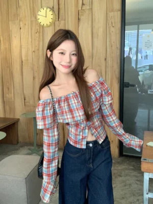 Off-Shoulder-Grid-Long-Sleeve-Top2.webp Off Shoulder Grid Long Sleeve Top