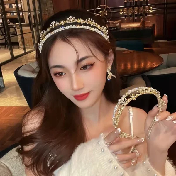 sg-11134201-7qvfs-lhdfmw3cjpx631.webp Diamond Pearl Double-Layer Headband Korean Sweet Celebrity Super Fairy Hair Accessories Double Row Headwear