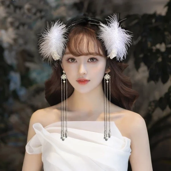 tw-11134201-23030-qpym8m4d17nvc9.webp Super Fairy Feather Flower Pearl Tassel Double-Layer Headband